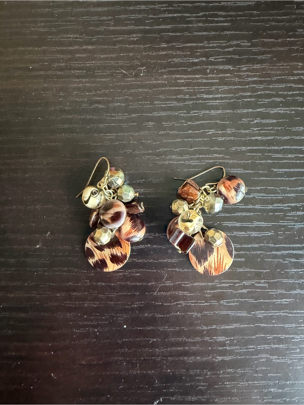 Gold-tone dangle cluster earrings